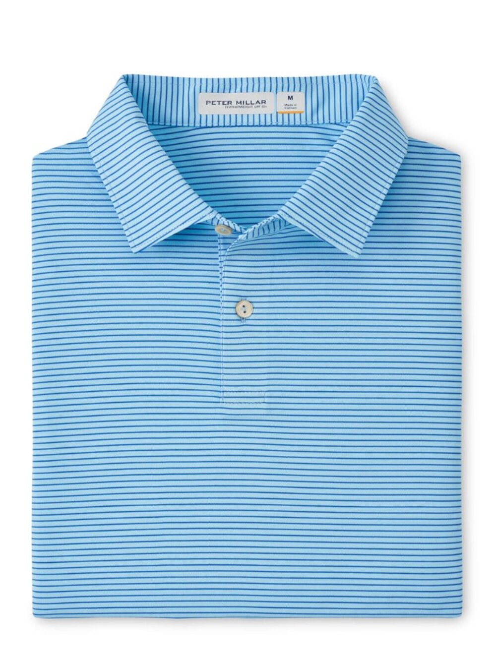 Peter Millar Seaport Blue Featherweight Stripe Performance Polo Golf MF25EK93S